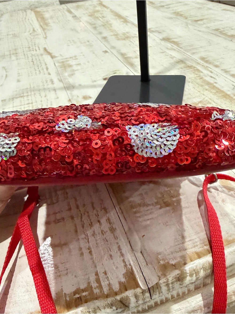 Disney Parks Red Sequins Polka Dot Crossbody Bag Red and White Minnie Mouse - Picture 14 of 14